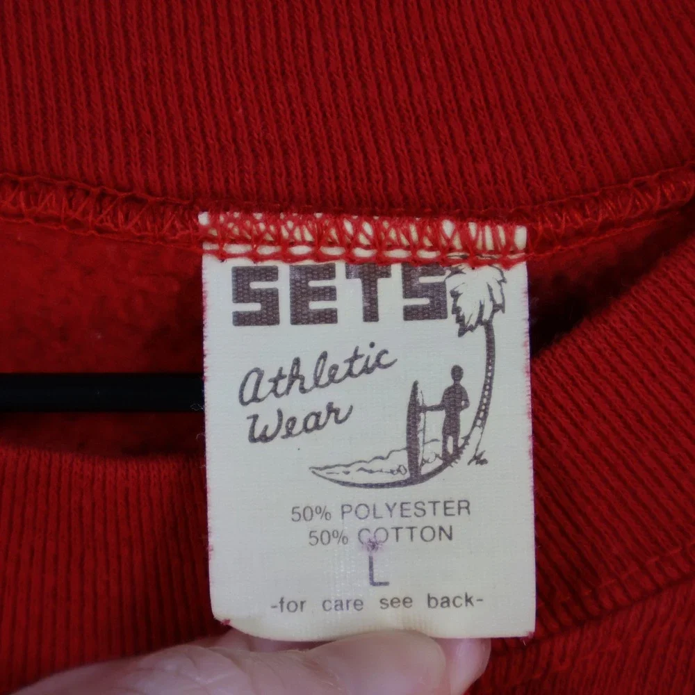 Vintage 80s Arkansas Razorbacks Sweatshirt Large Red Cotton Blend Raglan NCAA - Picture 3 of 14